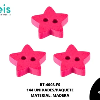 BTN MADERA ESTRELLA 15mm REF: #26 FUCSIA 144 u/pqt