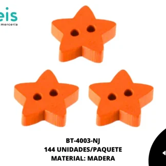 BTN MADERA ESTRELLA 15mm REF: #26 NARANJA 144 u/pqt