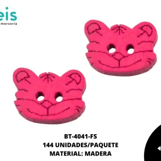 BOTON MADERA INFANTIL. TIGRE 9 mm REF: 1 FUCSIA 144 u/pqt