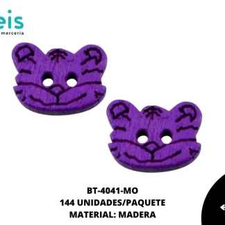 BOTON MADERA INFANTIL. TIGRE 9 mm REF: 1 MORADO 144 u/pqt