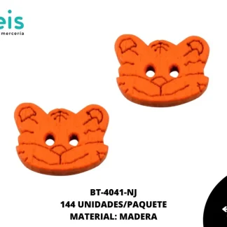 BOTON MADERA INFANTIL. TIGRE 9 mm REF: 1 NARANJA 144 u/pqt