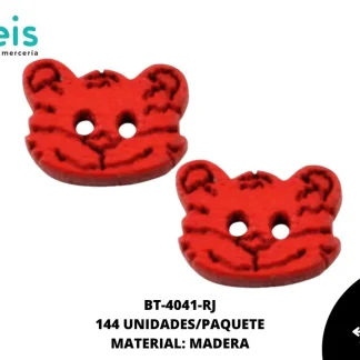 BOTON MADERA INFANTIL. TIGRE 9 mm REF: 1 ROJO 144 u/pqt