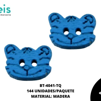 BOTON MADERA INFANTIL. TIGRE 9 mm REF: 1 TURQUESA 144 u/pqt