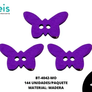 BOTON MADERA INFANTIL. MARIPOSA 10mm REF: 2 MORADO 144 u/pqt
