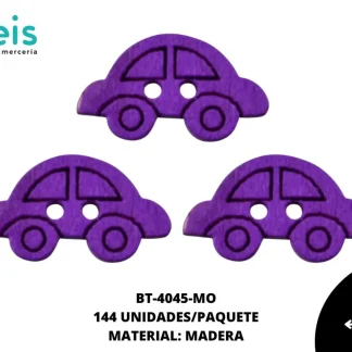 BOTON MADERA INFANTIL. CARRO 11mm REF: 5 MORADO 144 u/pqt