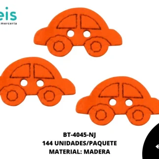 BOTON MADERA INFANTIL. CARRO 11mm REF: 5 NARANJA 144 u/pqt