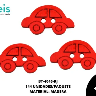 BOTON MADERA INFANTIL. CARRO 11mm REF: 5 ROJO 144 u/pqt