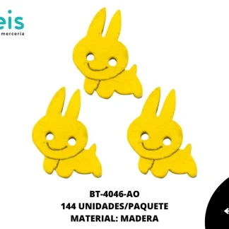 BOTON MADERA INFANTIL. CONEJO 16mm REF: 6 AMARILLO 144 u/pqt