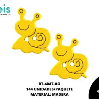 BOTON MADERA INFANTIL. CARACOL 14mmREF: 9 AMARILLO 144 u/pqt