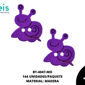 BOTON MADERA INFANTIL. CARACOL 14mmREF: 9 MORADO 144 u/pqt