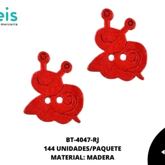 BOTON MADERA INFANTIL. CARACOL 14mmREF: 9 ROJO 144 u/pqt