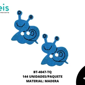 BOTON MADERA INFANTIL. CARACOL 14mmREF: 9 TURQUESA 144 u/pqt