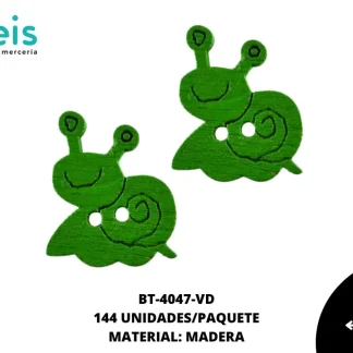 BOTON MADERA INFANTIL. CARACOL 14mmREF: 9 VERDE 144 u/pqt