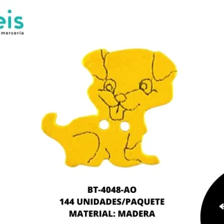 BOTON MADERA INFANTIL. PERRO 16mm REF: 8 AMARILLO 144 u/pqt