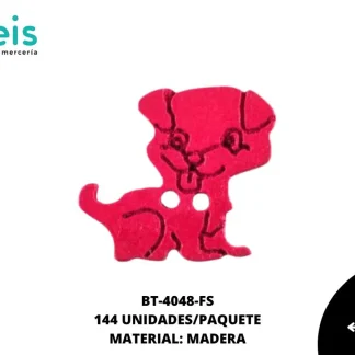BOTON MADERA INFANTIL. PERRO 16mm REF: 8 FUCSIA 144 u/pqt