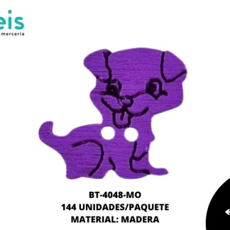 BOTON MADERA INFANTIL. PERRO 16mm REF: 8 MORADO 144 u/pqt