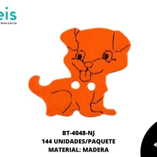 BOTON MADERA INFANTIL. PERRO 16mm REF: 8 NARANJA 144 u/pqt