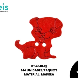 BOTON MADERA INFANTIL. PERRO 16mm REF: 8 ROJO 144 u/pqt