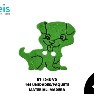 BOTON MADERA INFANTIL. PERRO 16mm REF: 8 VERDE 144 u/pqt