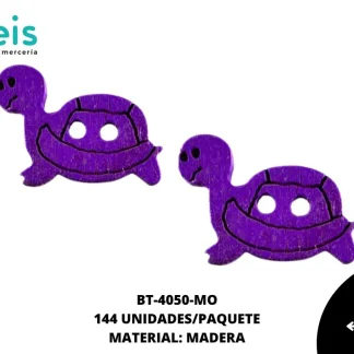 BOTON MADERA INFANTIL. TORTUGA 12mm REF: 10 MORADO 144 u/pqt