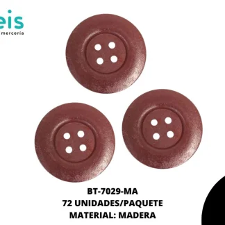 BTN MADERA LLANTA 60 mm REF: X-16 MARRON 72 u/pqt