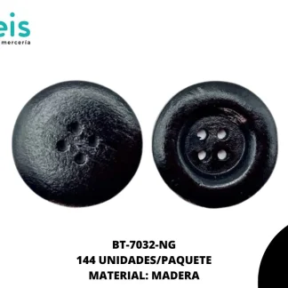 BOTON MADERA BT-7032-NG 40L (25mm) 144 PZ/PQT NEGRO