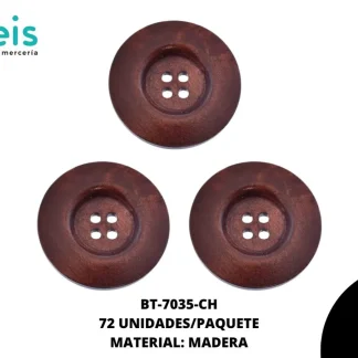 BTN MADERA LLANTA REF: 4.0cm (#1) CHOCOLATE 72 u/pqt