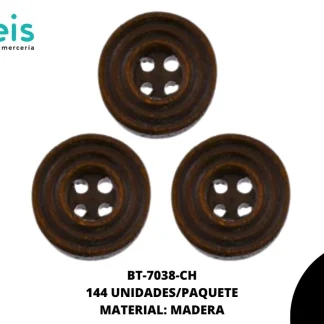 BTN MADERA RAYAS REF: 1.5cm (#2) CHOCOLATE 144 u/pqt