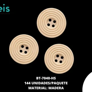 BTN MADERA RAYAS REF: 2.5cm (#2) HUESO 144 u/pqt