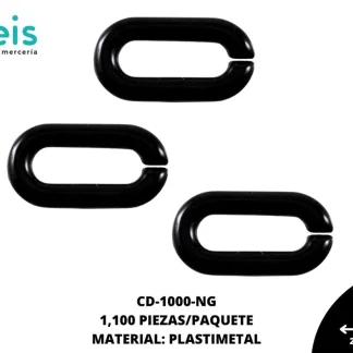 ESLABON PLASTICO RECTANGULO REF: S-142 NEGRO 1100 U/PAQUETE (0.5 KILOGRAMOS)