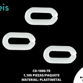 ESLABON PLASTICO RECTANGULO REF: S-142 TRANSPARENTE 1100 U/PAQUETE (0.5 KILOGRAMOS)