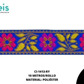 GALON HINDU FLORES 33MM REF: B13B13 REY 10 METROS/ROLLO