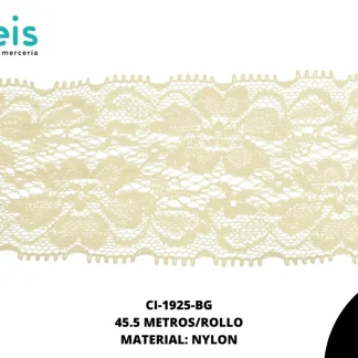 ENCAJE ELASTICO 60MM REF: 3049 BEIGE 45.5 METROS/ROLLO