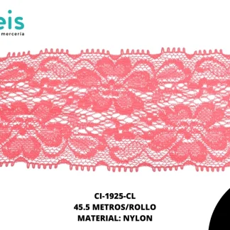 ENCAJE ELASTICO 60MM REF: 3049 CORAL 45.5 METROS/ROLLO