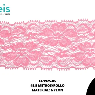 ENCAJE ELASTICO 60MM REF: 3049 ROSA 45.5 METROS/ROLLO