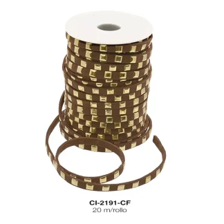 CORDON KOREANO TACHE CUAD DO 1L REF: 6mm CAFÉ 20 m/rollo