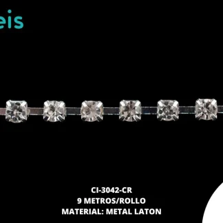 STRASS METAL LATON P/VIDRIO PL 1L REF: 8SS 2mm CRISTAL 9 m/rollo