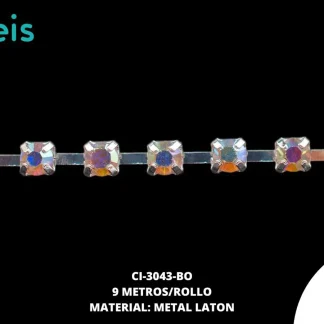 STRASS METAL LATON P/VIDRIO PL 1L REF: 12SS 3mm BOREAL 9 m/rollo
