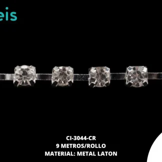 STRASS METAL LATON P/VIDRIO PL 1L REF: 14SS 3.5mm CRISTAL 9 m/rollo