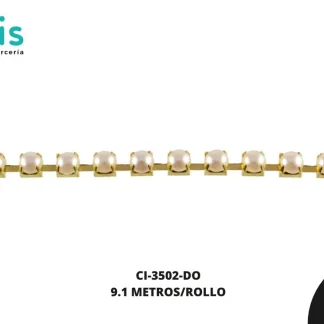STRASS METALICO LATON PERLA 1L REF: 16SS DORADO 9.1 m/rollo