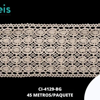 GUIPIUR BOLILLO ALGODON PLANO CI-4129-BG BEIGE 13.5 CM 45 METROS / PAQUETE