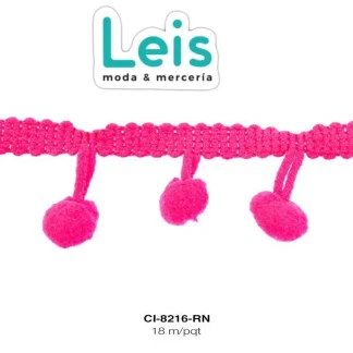 MILLARE POMPOM 23MM REF: 1cm ROSA NEON 18 METROS/PAQUETE