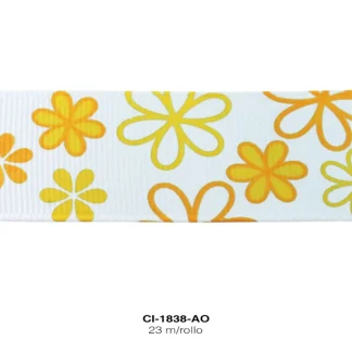 CINTA FAYA POPOTILLO FLOR BL 2.5cm AMARILLO 23 M/ROLLO