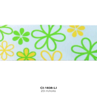 CINTA FAYA POPOTILLO FLOR BL 2.5cm LIMON 23 M/ROLLO