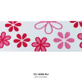 CINTA FAYA POPOTILLO FLOR BL 2.5cm ROJO 23 M/ROLLO