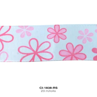 CINTA FAYA POPOTILLO FLOR BL 2.5cm ROSA 23 M/ROLLO