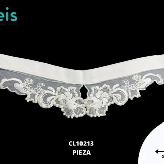 CUELLOS CORBATIN CON PERLA Y PIEDRA CL10213 22cmX14cm BLANCO