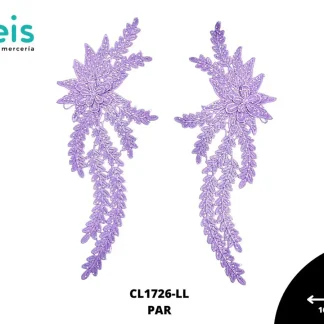 APLICACIONES EN PAR COLOR POLIESTER BRILLOSO 3D CL1726-LL 16cmX32cm LILA