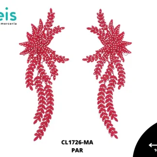 APLICACIONES EN PAR COLOR POLIESTER BRILLOSO 3D CL1726-MA 16cmX32cm MAMEY
