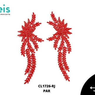 APLICACIONES EN PAR COLOR POLIESTER BRILLOSO 3D CL1726-RJ 16cmX32cm ROJO